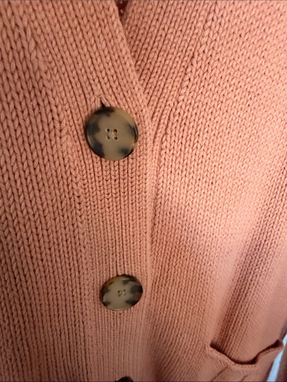LOFT Peach Open-Front Button Cardigan - Picture 3 of 7